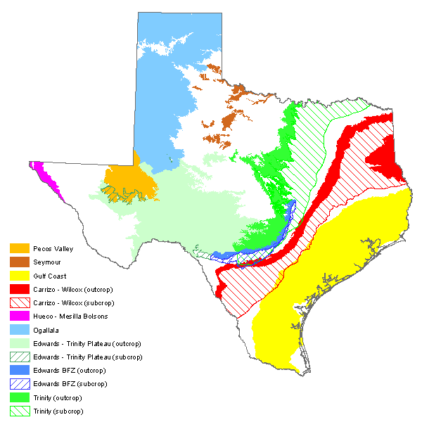 Major aquifers of Texas